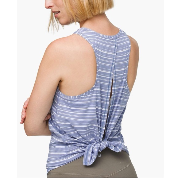 lululemon athletica Tops - Lululemon All Tied Up Tank
Cut Back Stripe Tempest Blue White 6